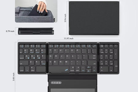 Foldable Bluetooth Keyboard Portable Full Size Folding Keyboard with Touchpad Wireless Travel Keyboard for Windows/Ios/Android