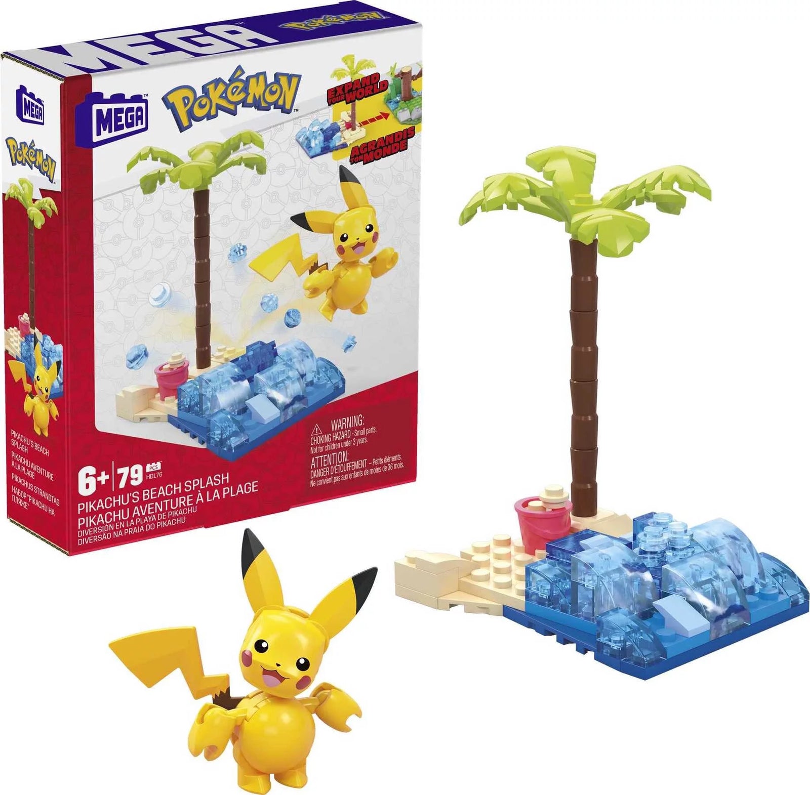 Pokemon Kit De Juguete De Construcción Salpicadura De Playa De Pikachu (79 Piezas) Para Niños