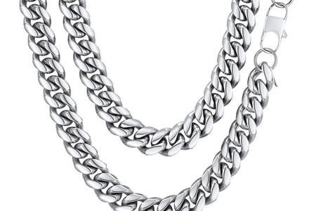 Men'S Stainless Steel Cuban Link Chain Necklace 10MM 18Inch Hip Hop Jewelry Gift for Dad Son