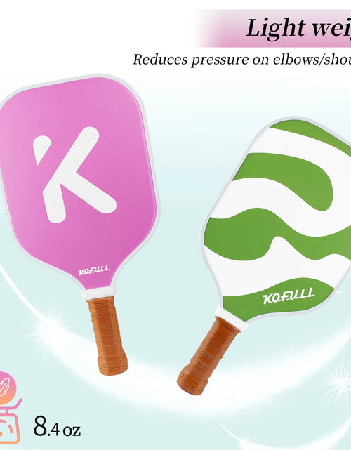 Load image into Gallery viewer, Pickleball Paddles Pickleball Rackets Set Lightweight Fiberglass Surface&amp;Honeycomb Core Pickleball Set Pink and Green Gifts for Women Girls Beginners
