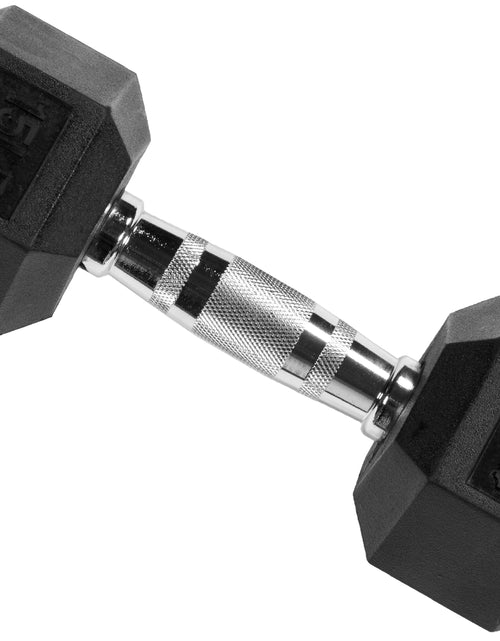 Load image into Gallery viewer, Rubber Encased Hex Dumbbell, Black, 15 Lb

