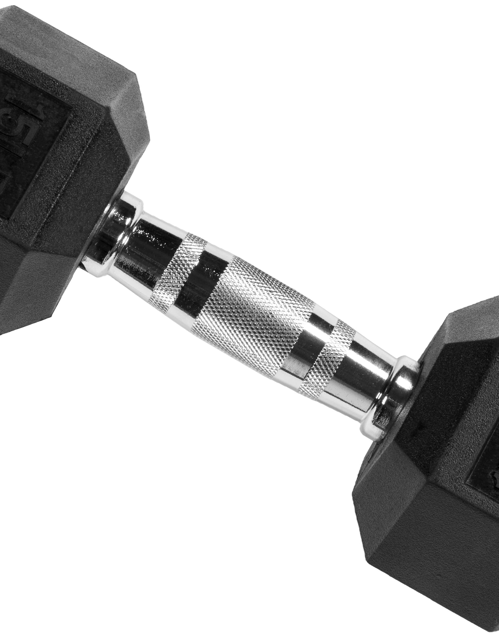 Rubber Encased Hex Dumbbell, Black, 15 Lb