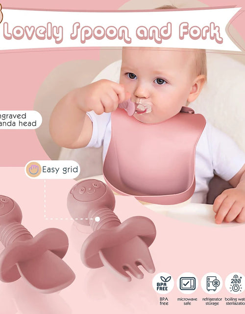 Load image into Gallery viewer, Children'S Dishes Set Baby Silicone 6/8-Piece Tableware Set Suction Cups Forks Spoons Bibs Straws Cups Mother and Baby Supplies
