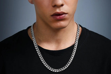 Men'S Stainless Steel Cuban Link Chain Necklace 10MM 18Inch Hip Hop Jewelry Gift for Dad Son