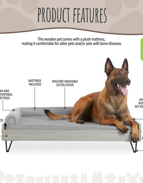 Load image into Gallery viewer, Asher Wooden Pet Bed with Mattress | Large to Extra Large Pet Bed with Mattress | Elevated Pet Bed | Greenguard Gold Certified Wooden Pet Bed
