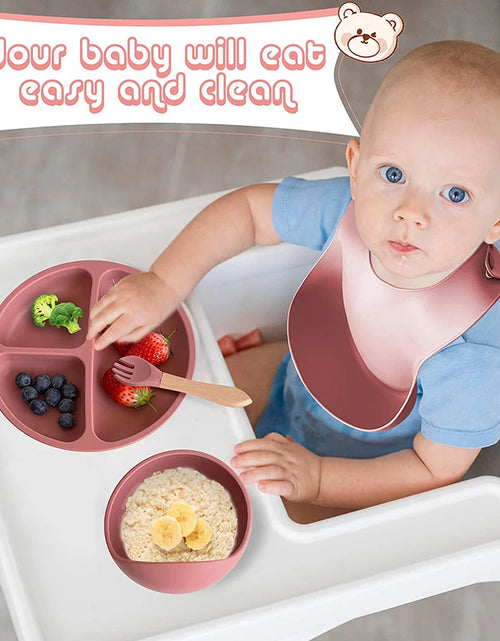 Load image into Gallery viewer, Children'S Dishes Set Baby Silicone 6/8-Piece Tableware Set Suction Cups Forks Spoons Bibs Straws Cups Mother and Baby Supplies
