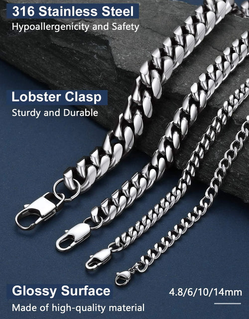 Load image into Gallery viewer, Men'S Stainless Steel Cuban Link Chain Necklace 10MM 18Inch Hip Hop Jewelry Gift for Dad Son
