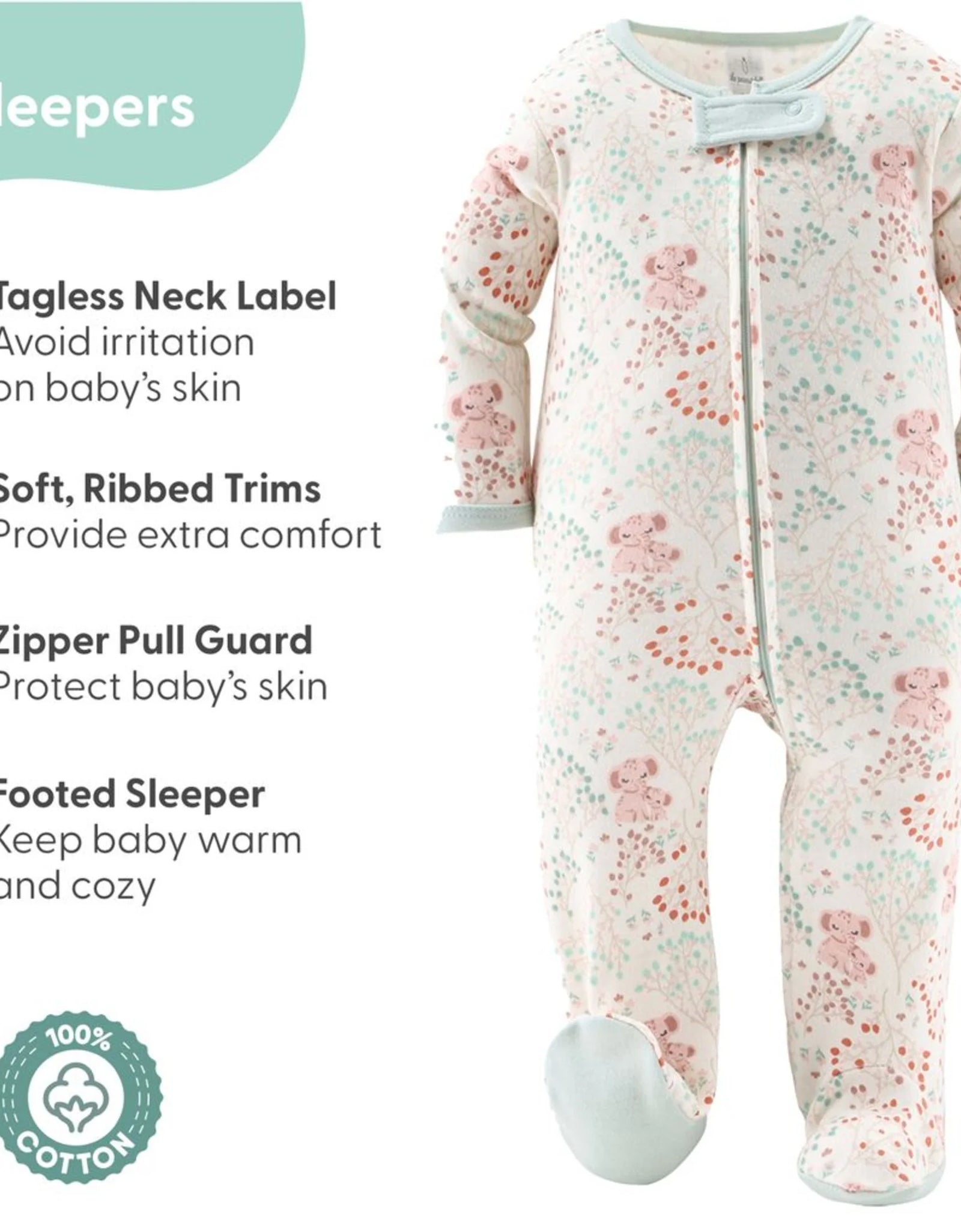 Newborn Layette Gift Set, Pink Floral Elephant, 30 Essential Pieces, 0-3 Months