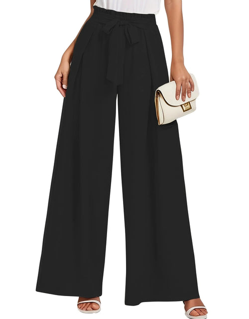 Load image into Gallery viewer, Womens Wide Leg Lounge Pants with Pockets High Waisted Adjustable Tie Knot Loose Casual Trousers Dress Work Pants
