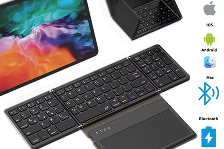Foldable Bluetooth Keyboard Portable Full Size Folding Keyboard with Touchpad Wireless Travel Keyboard for Windows/Ios/Android