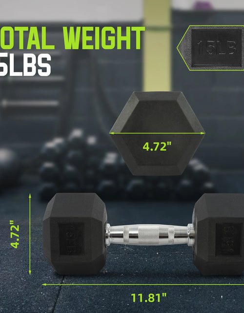 Load image into Gallery viewer, Rubber Encased Hex Dumbbell, Black, 15 Lb
